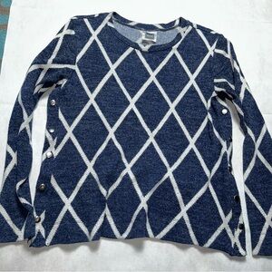 Nom blue and white side snap sweater size XS